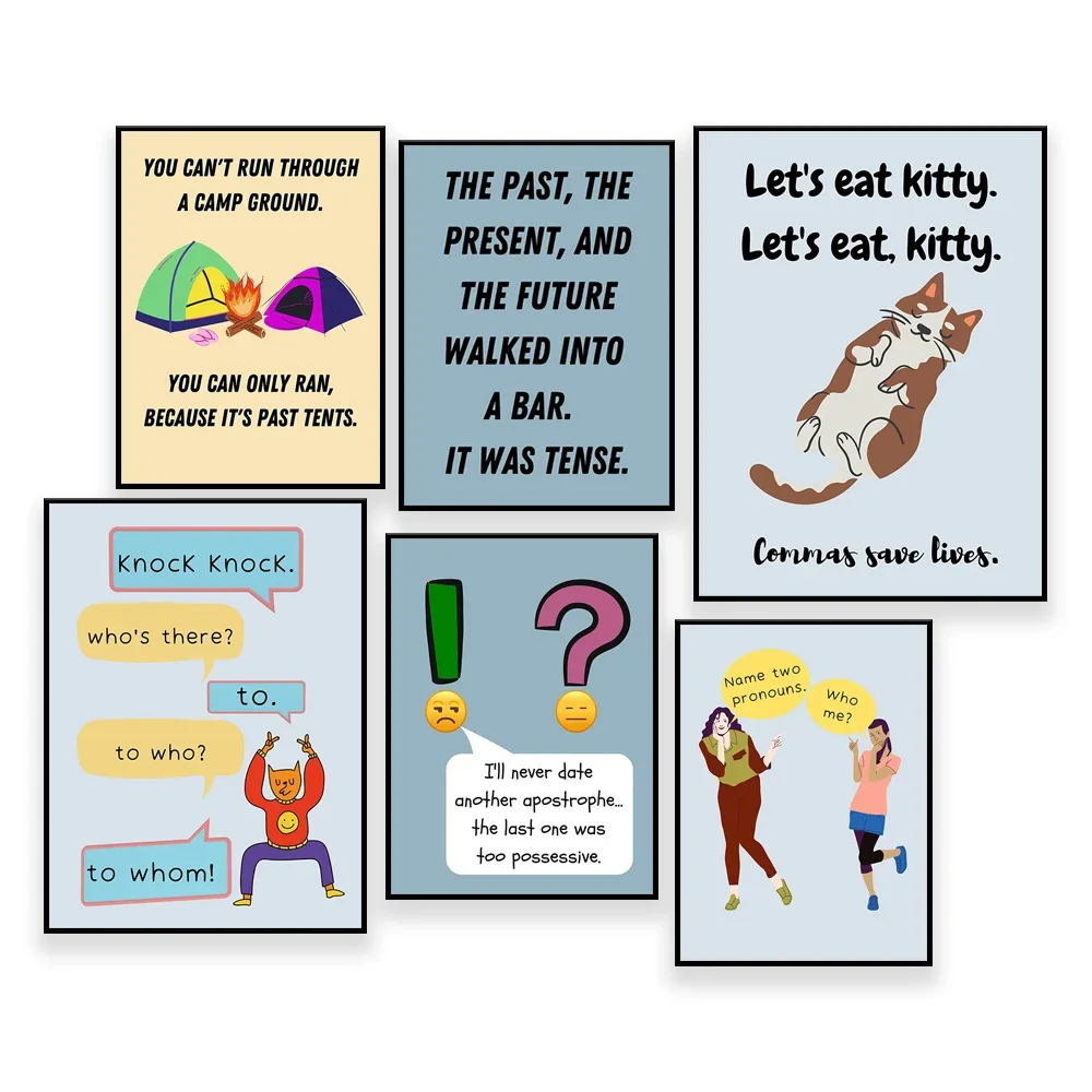 Grammar Puns Posters  Printable, Classroom Decor, Educational Posters, English Classroom Posters Middle School, High School