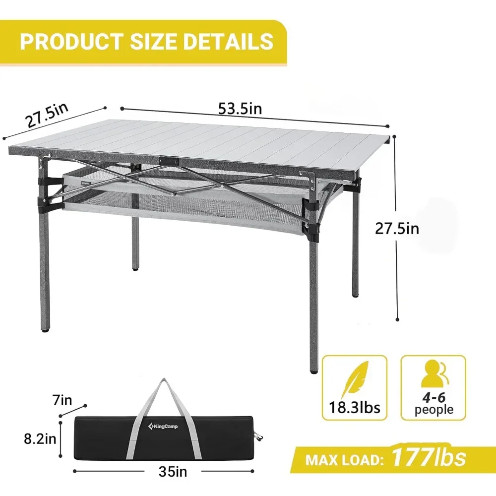 Camping table aluminum folding table can be rolled up, lightweight folding table, portable table  camping