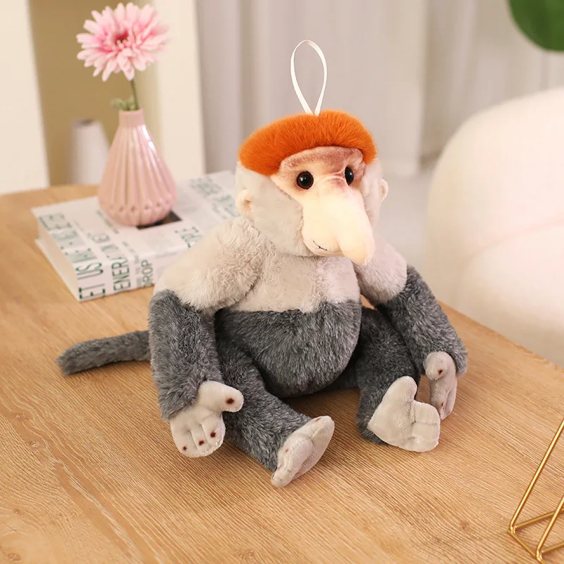 

Реалистичная 33 см имитация обезьяны с длинным носом, забавная плюшевая игрушка, мягкая успокаивающая кукла с дикими животными, креативный подарок на день рождения