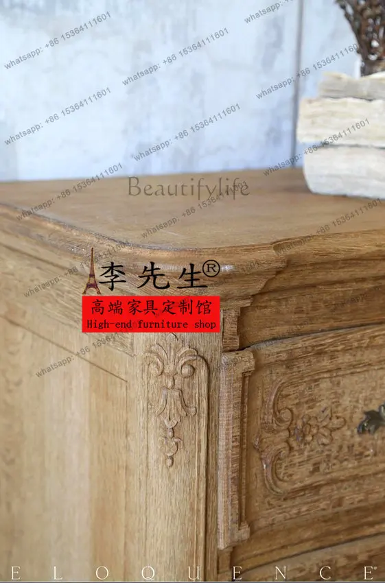 European solid wood antique furniture American style old carved sideboard