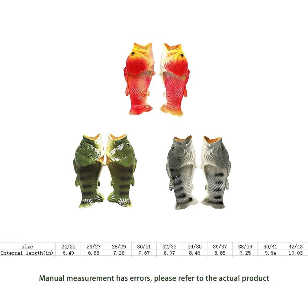 Pantoufles de poisson drôles, chaussures de famille, sandales de plage, grande taille, vert
