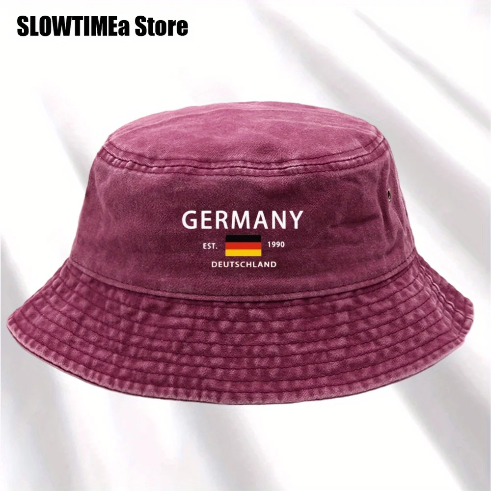 1pc Germany Summer Hat | Foldable Lightweight Bucket Hat with German Flag and 1949 Establishment Design, Women'S Casual Street S