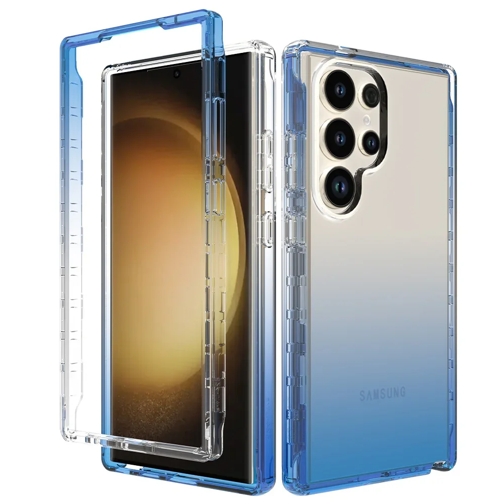 

Thick Candy Color Transparent Case for Samsung Galaxy S24 Ultra S24Plus S24+ Hybrid Shockproof Shell 2IN1 Dual Layer Back Cover