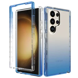 Thick Candy Color Transparent Case for Samsung Galaxy S24 Ultra S24Plus S24+ Hybrid Shockproof Shell 2IN1 Dual Layer Back Cover