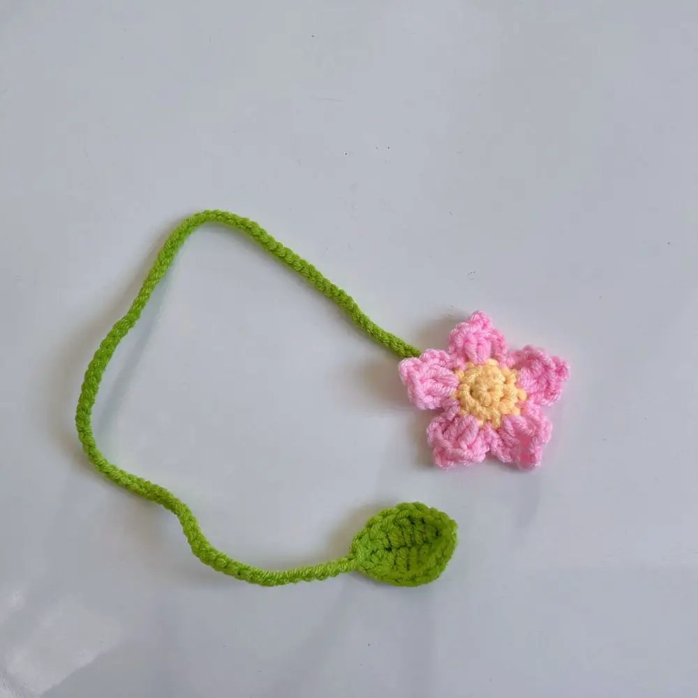 

Creative Handmade Knitted Bookmark Unique Daisy Flower Floral Pendants Belt Page Marker Crochet Book Marker Decors