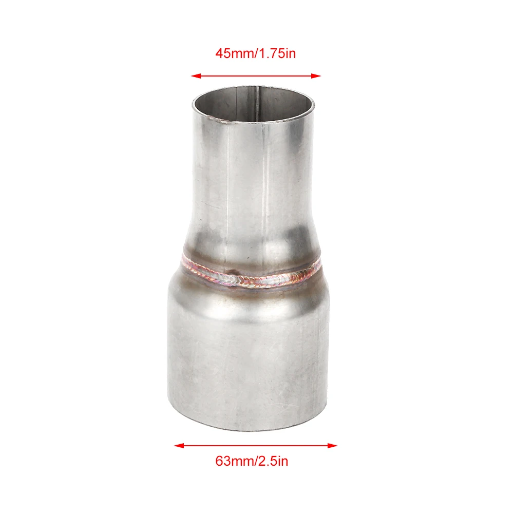 63mm/2.5in To 45mm/1.75in Stainless Steel Exhaust Reducer Connector Pipe Tube Adapter Intake Pipe Connection Joint With Hole