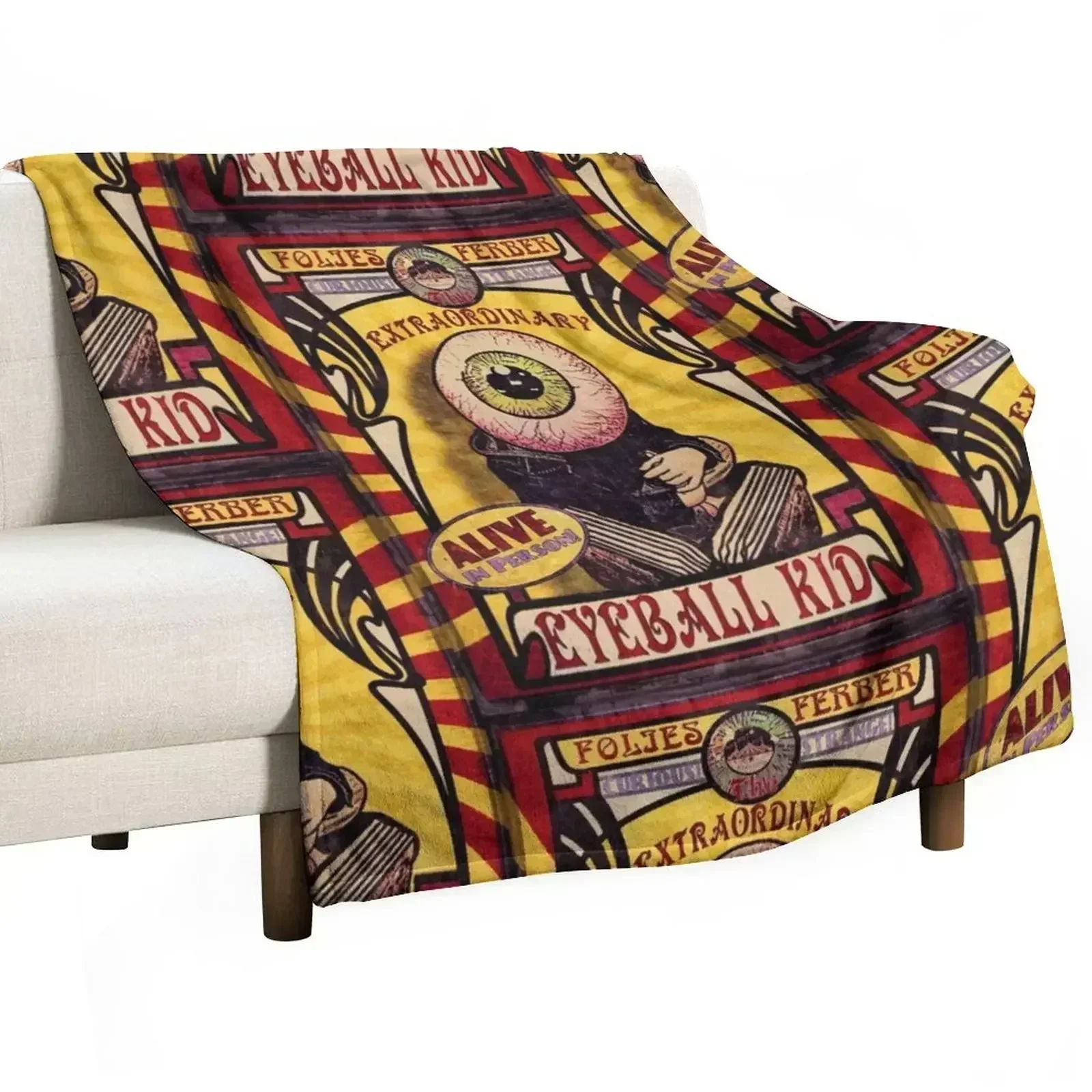 The Extraordinary Eyeball Kid: Sideshow Poster Throw Blanket Camping Tourist Blankets