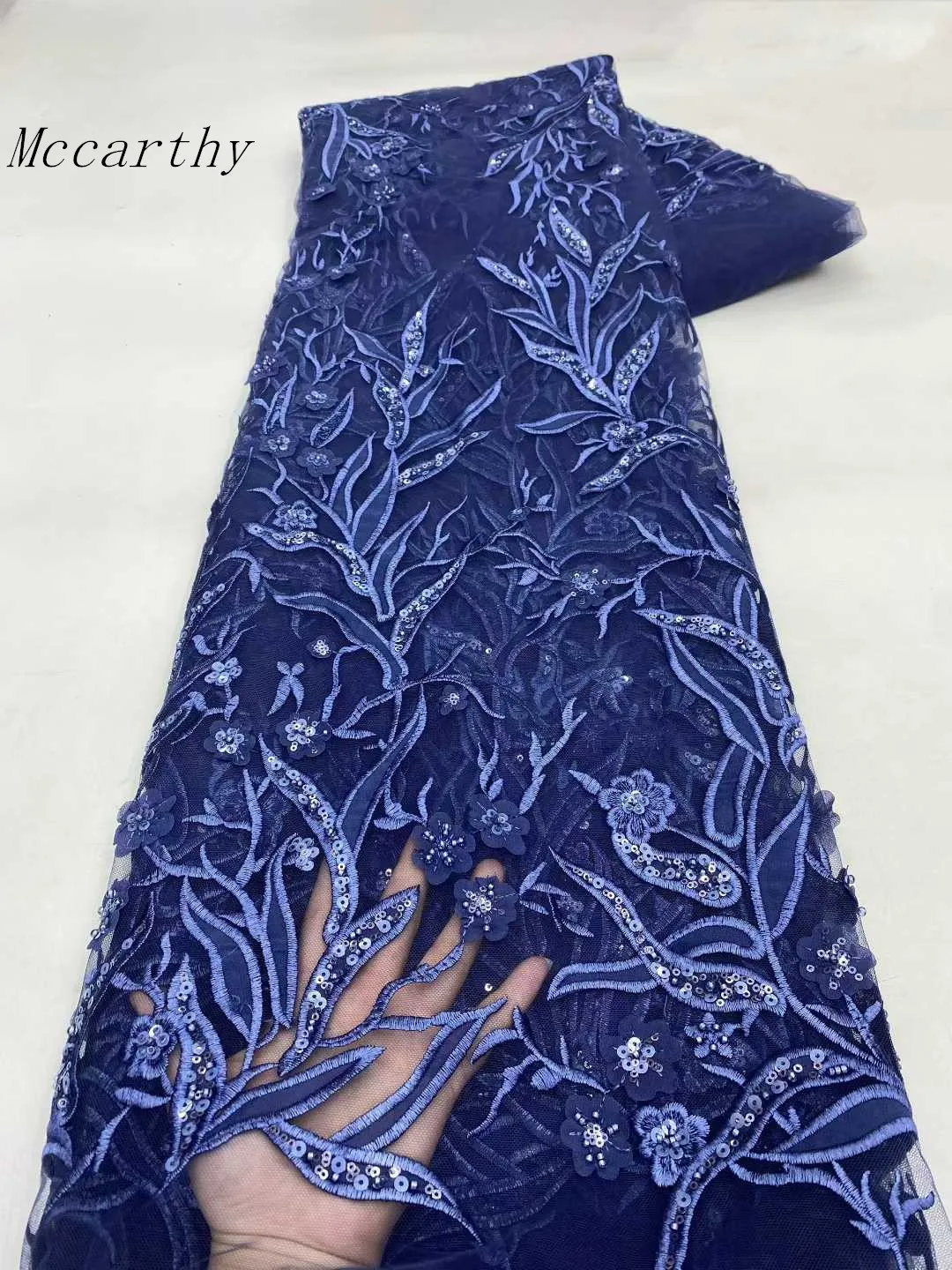 

African Sequins Beaded Lace Fabric 2025 High Quality Groom Nigerian Wedding Bridal Embroidery French Tulle Sewing 5 Yards XZ6017