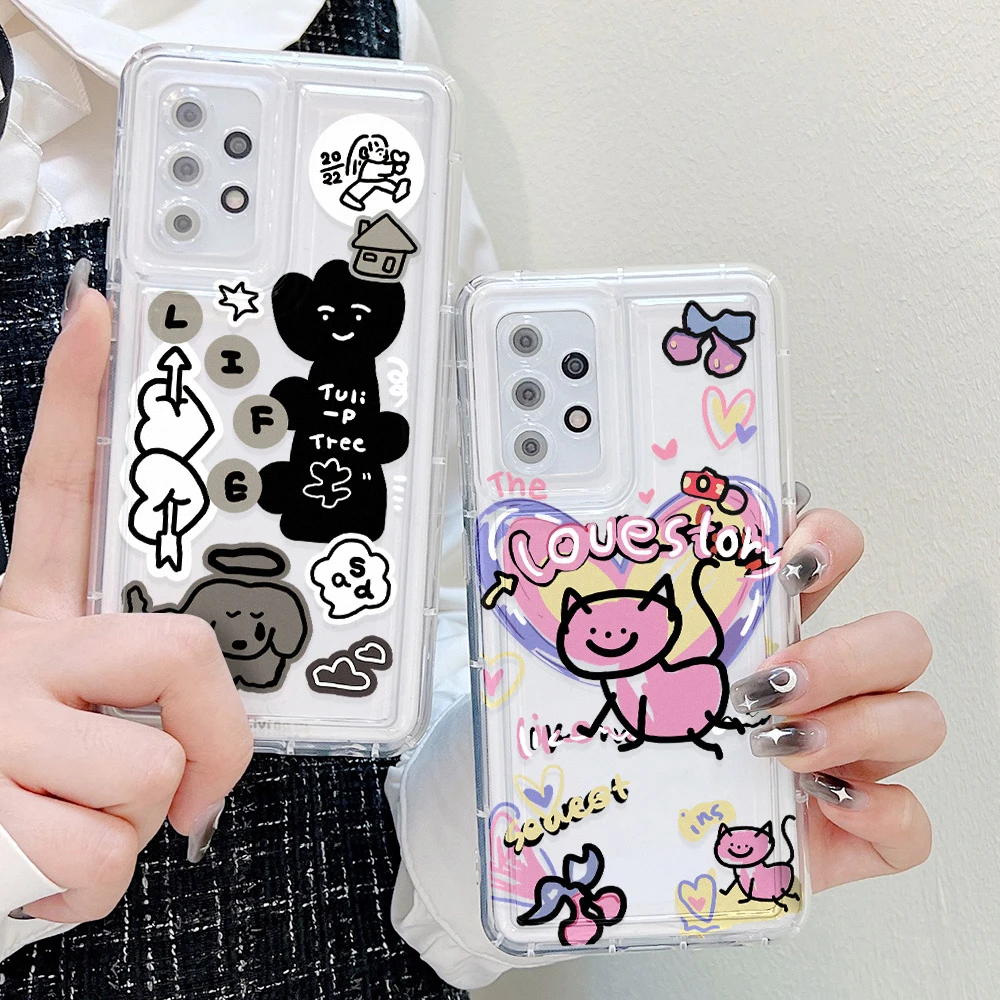 Rosa katze weich tpu fall für samsung a54 5g a53 a52 a51 a50 a05 a34 a33 a32 a31 a24 a23 a22 a14 a13 s20 fe s22 s21 s23 ultra abdeckung