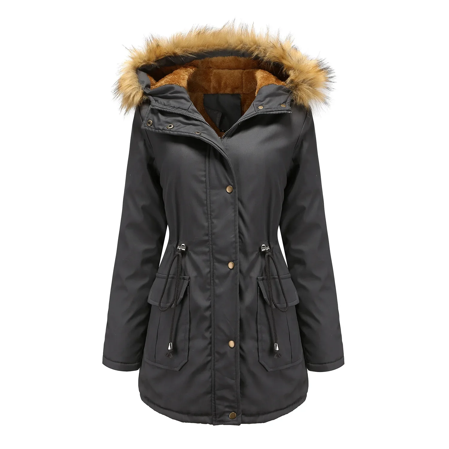 Damen Winter Daunen jacke Parka Mantel warmer Plüsch verdickter langer Wintermantel Outdoor Wander fell Kapuze wind dichter Daunen mantel