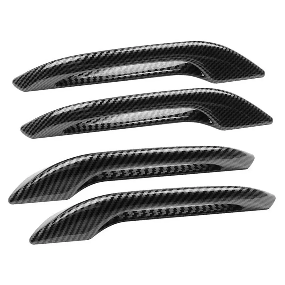 Aesthetic Carbon Fiber Cover Set for Car Door Handles on For Tesla Model 3 Y Waterproof and Antifreeze Design in a Pack of Four