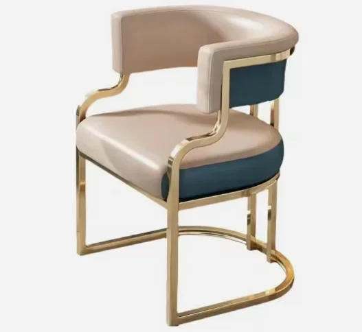 l Leisure Home Dining  Chair Golden Metal Frame Design High Quality Leather Fabric Sponge Cushion Seat Home Chair