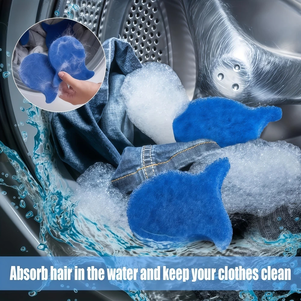 Reusable Floating Lint Trap For Washing Machine Fish Shape Laundry Sponge Pet Dog Cat Hair Remover Lint Filter Catcher 6 Pieces