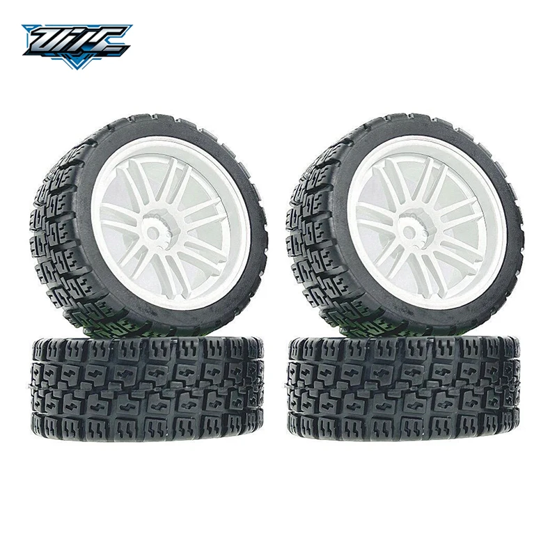 High‑Grip Rubber RC Rally Street Tires 4Pcs 12mm Hex Hub For Tamiya TT01 TT02 HSP 94123 1/10 On‑Road Touring Car Upgrade Parts