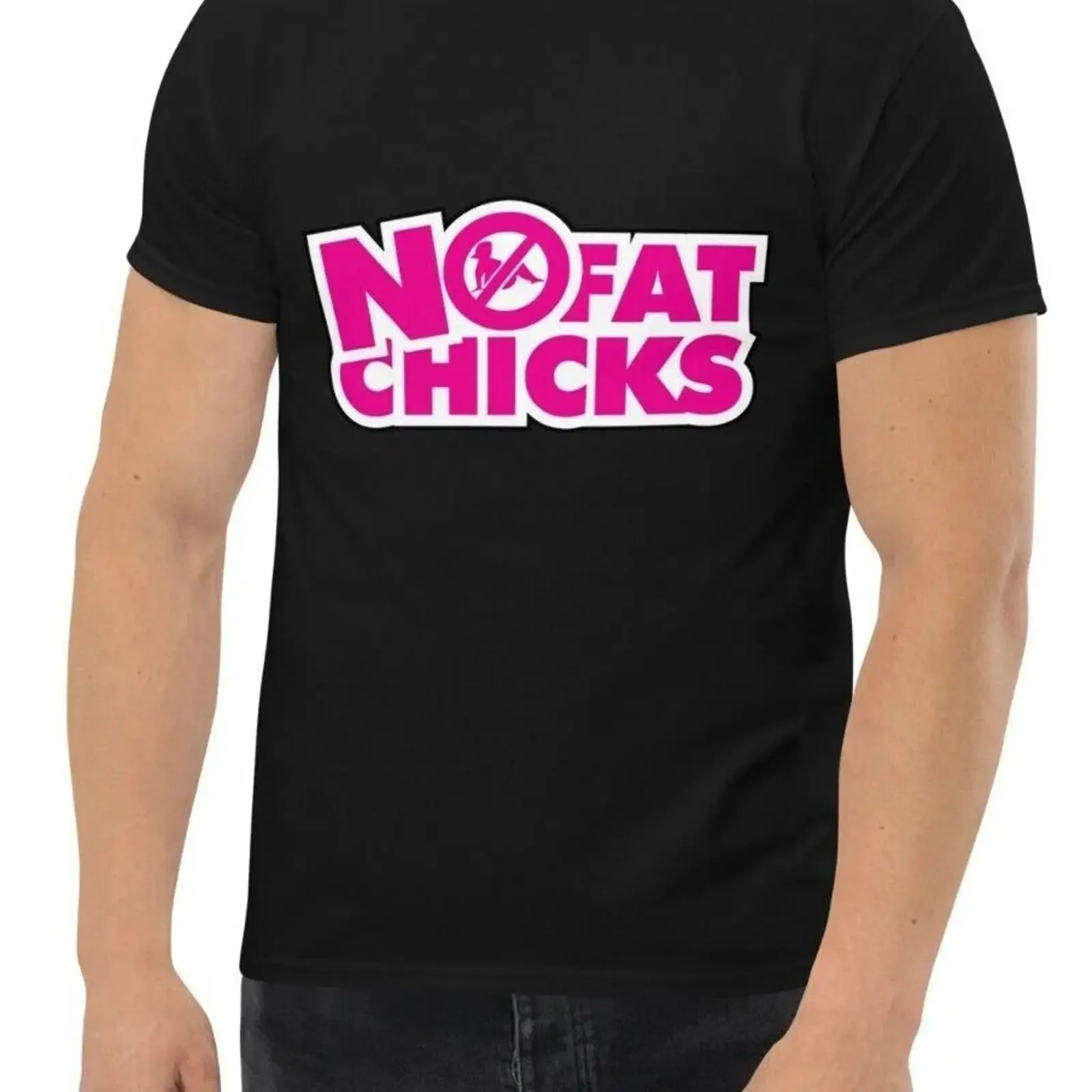 New JDM No Fat Chicks Men's T Shirt S 3XL Assorted Colors vintage Washed Top For Everyday Wear Slightly graphic homme fashion