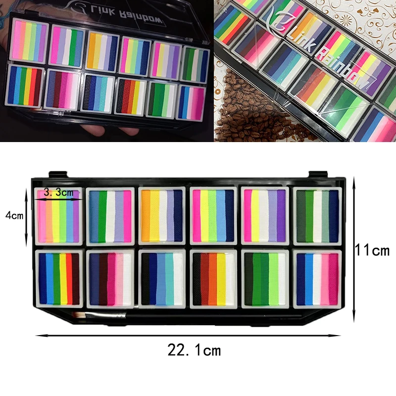 12 Colors Face Body Painting Non Toxic Safe Water Paint Oil with Brush Christmas Halloween Makeup Party Tools