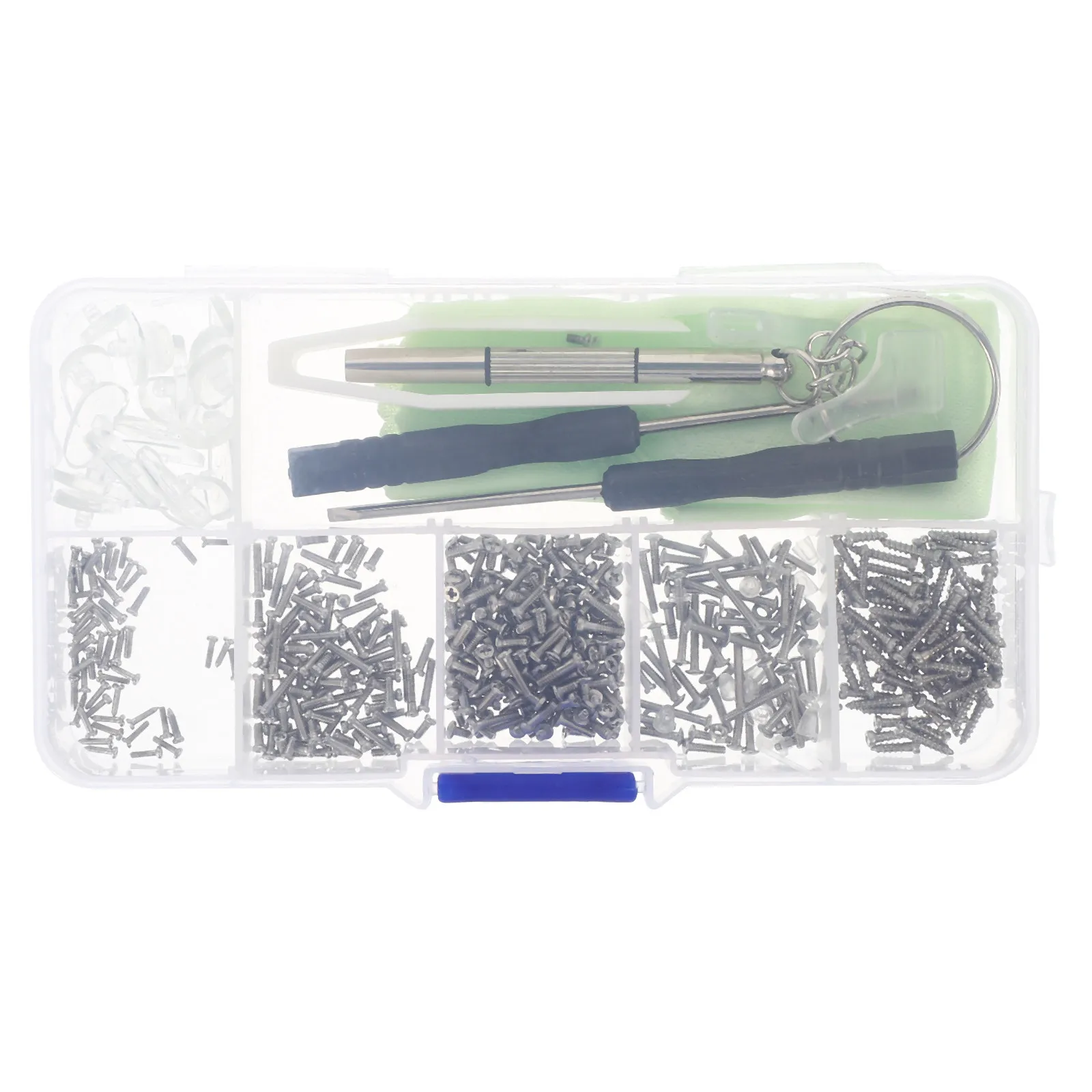 1Set Glasses Repair Kit Includes Screwdrivers Nose Pads Screws Anti Slip Silicone Tips Eyeglass Repair Tools for Eyewear Clocks