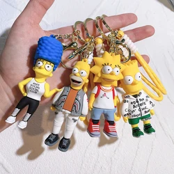 Brelok Disney Simpsons Cartoon FigureKey łańcuszek dla dzieci wisiorek dla par modne akcesoria samochodowe prezenty brelok uroczy