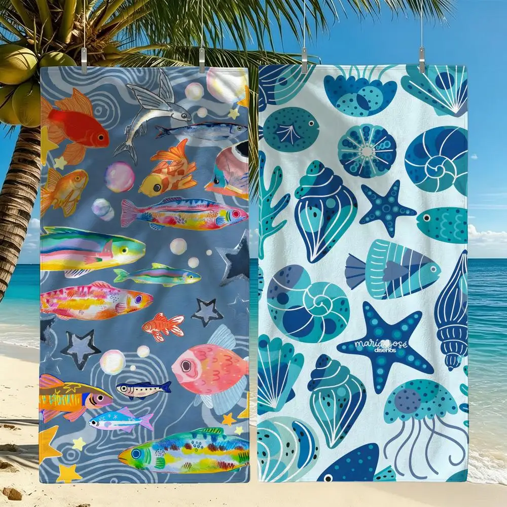 Pattern Aquatic Creature Pattern Towel Towel Beach Towel Oversized Quick Dry Towel Absorbent Soft Swim BeachTowels for Men Women