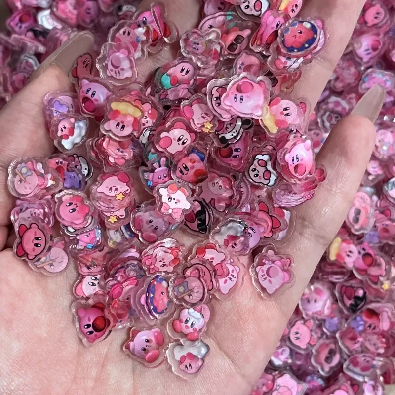 50pcs Kirby Flatback แผ่นอะคริลิค Kawaii DIY ขนาดเล็ก Applique อะนิเมะรูปน่ารักตกแต่ง Miniature Handmade อุปกรณ์ตกแต่ง