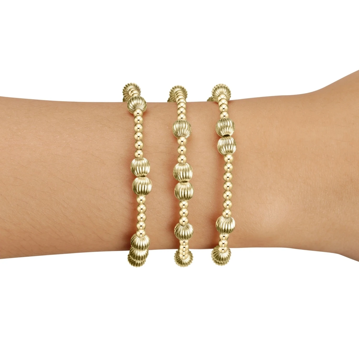 CCGOOD Watermelon Shape 18K Gold Plate Beaded Bracelet for Women 2.5/5mm Bracelets Minimalist Jewelry Stackable Pulseras Gift