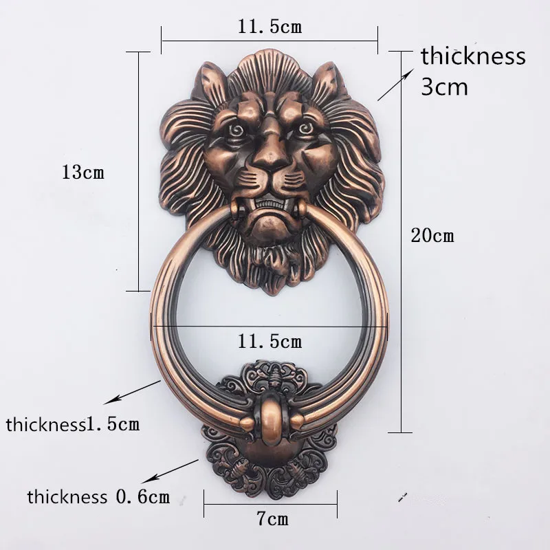 

Antique Bronze Lion Head Handle Door Knocker Wooden Door Knobs Knock Red Bronze Furniture Home Decor Hardware Doorknockers