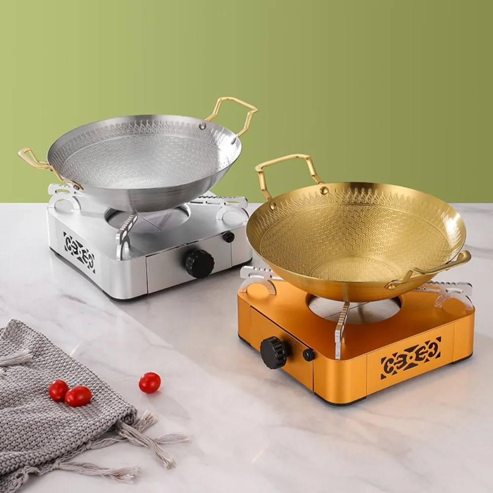 

Korean Style Honeycomb Pattern Spicy Pot Stainless Steel Non Stick Frying Cooking Pot Round Bottom Double Handle Dry Boiler