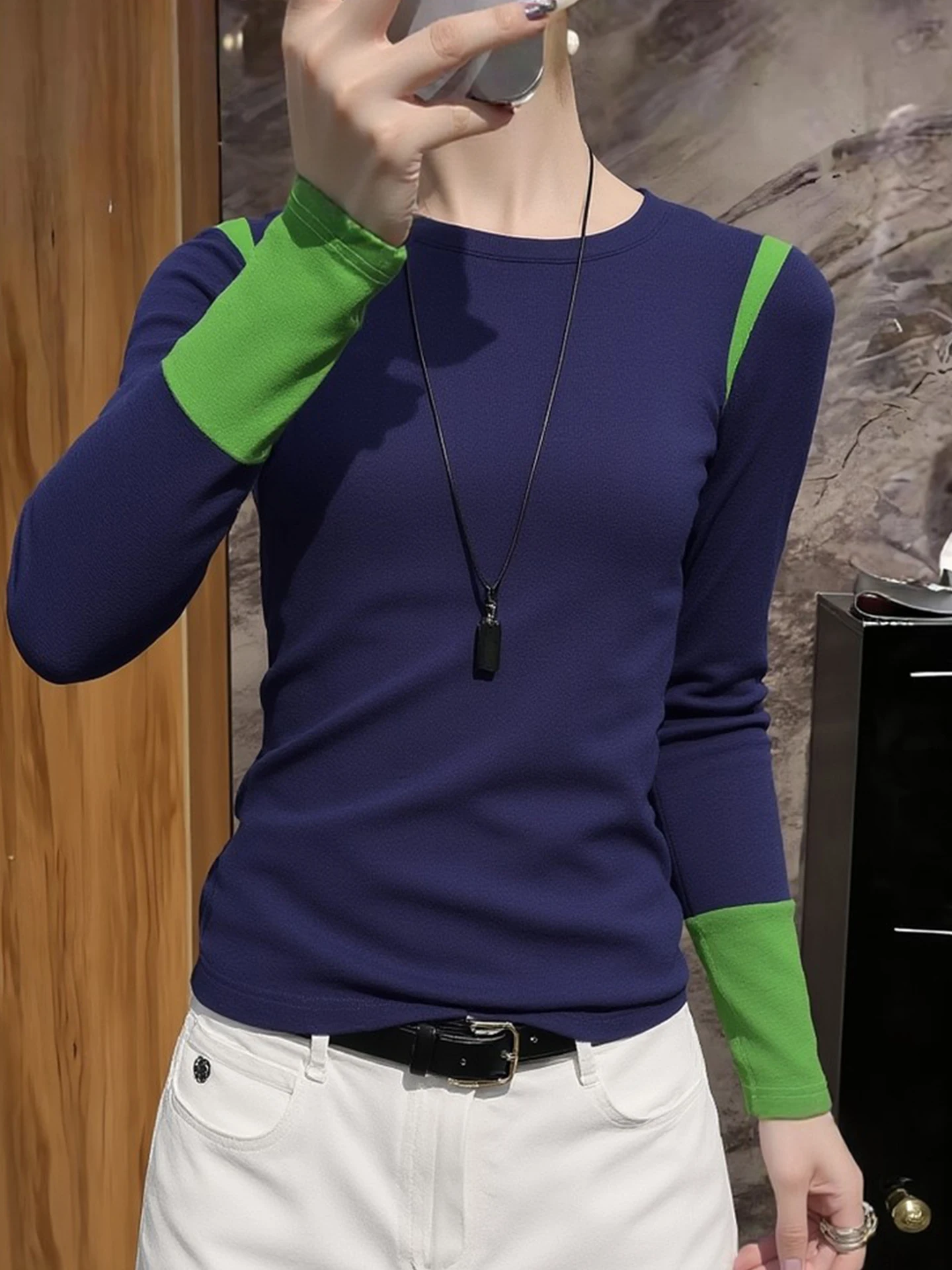 

Unique Design Slim Fit Knitwear Long Sleeve round Neck Versatile Fashionable Spring Top Ageless Elegant Casual Style Knitted ...