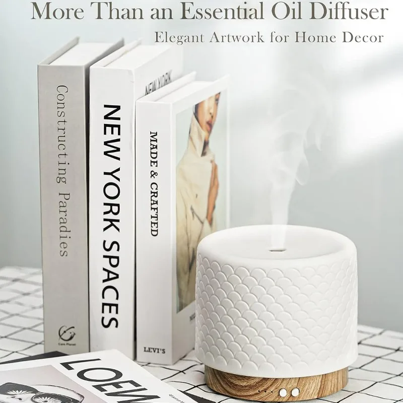 Diffusori di oli essenziali in ceramica Home Office diffusore di aromi in bambù stanza ad ultrasuoni 280ml umidificatore d'aria elettrico aromatico Oasis