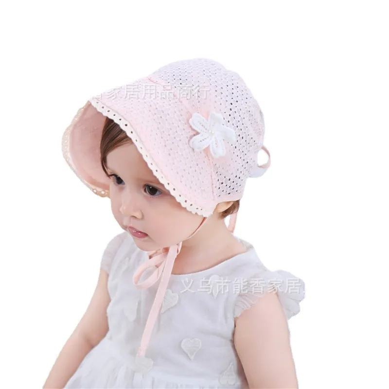 

Newborn Baby Girl Hat Cotton Mesh Cap Lace Flower Baby Hat