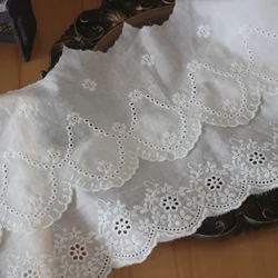 Cotton Lace Trims for Costume, Embroidered Fabric, Ribbon Applique, DIY Sewing Dress, Off White, 2Yards