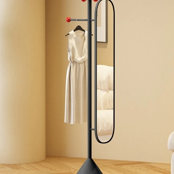 Cream wind floor-to-ceiling vertical full-length mirror coat rack is integrated and simple