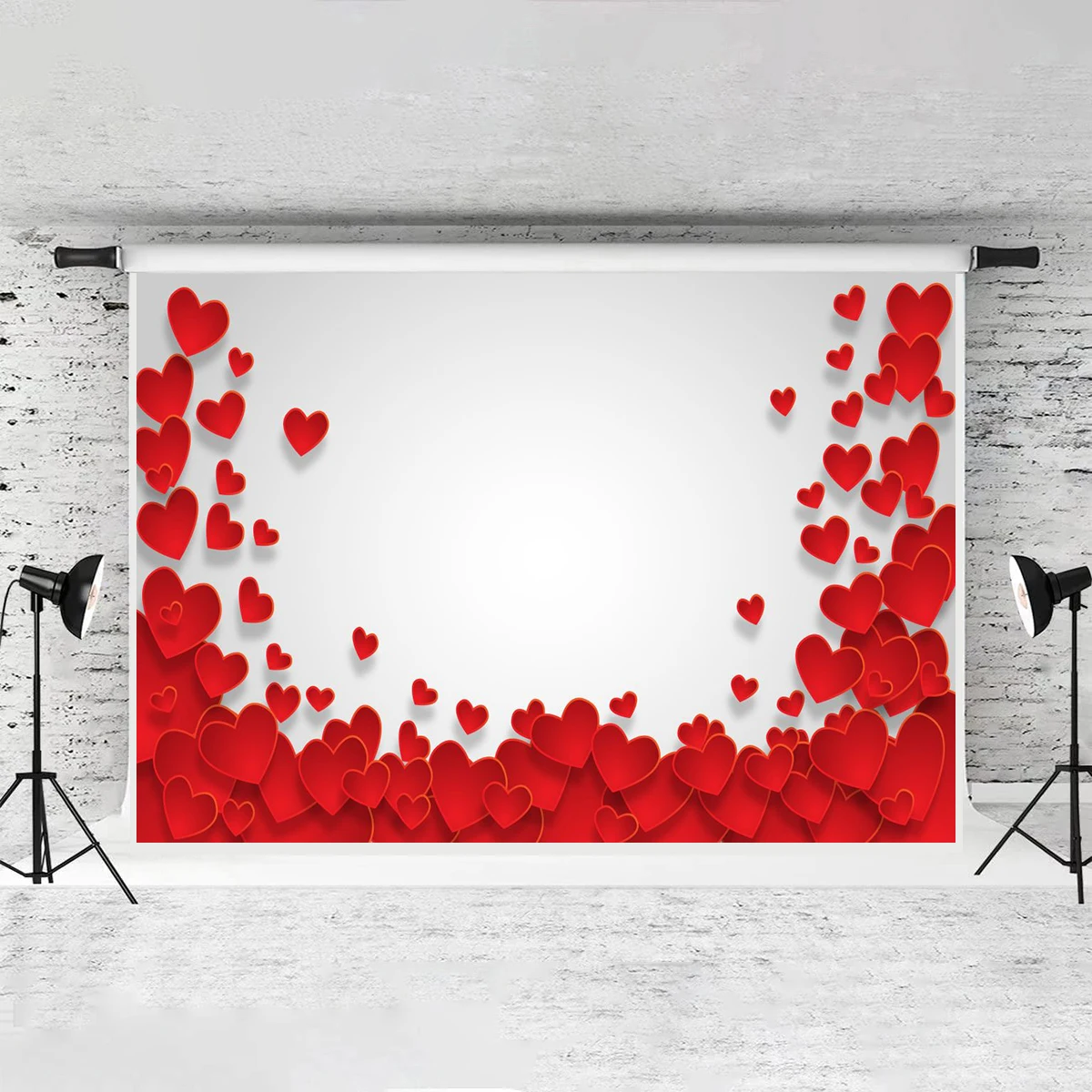 HKFZ Vinyl 3D Red Love Heart Photography Happy Valentine's Day Backdrops Wedding Anniversary Bridal Baby Shower Welcome Banner