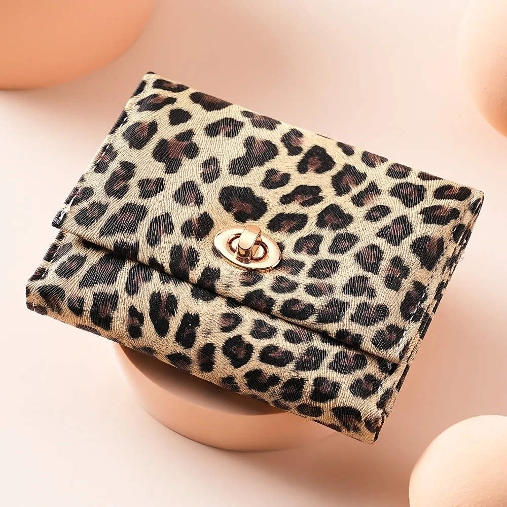 Leopard Print Trifold Wallet Large Capacity Portable Size Clutch Purse Multi-Card Slots Functional Design Card Holder Wallet