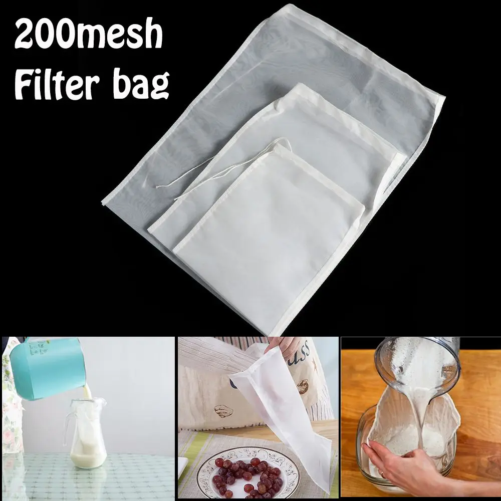 200mesh Commercial Colander Cooking Food Special Coffee Filter Nut Milk Bag Cheese cloth Nylon Fine Mesh