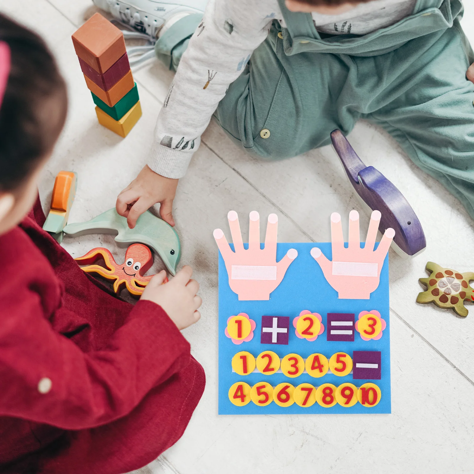 2 Sets Filz-Fingerspielzeug zum Hinzufügen und Subtrahieren von Brettern für Kleinkinder, Mathematik, Kinder, Zahlen digital