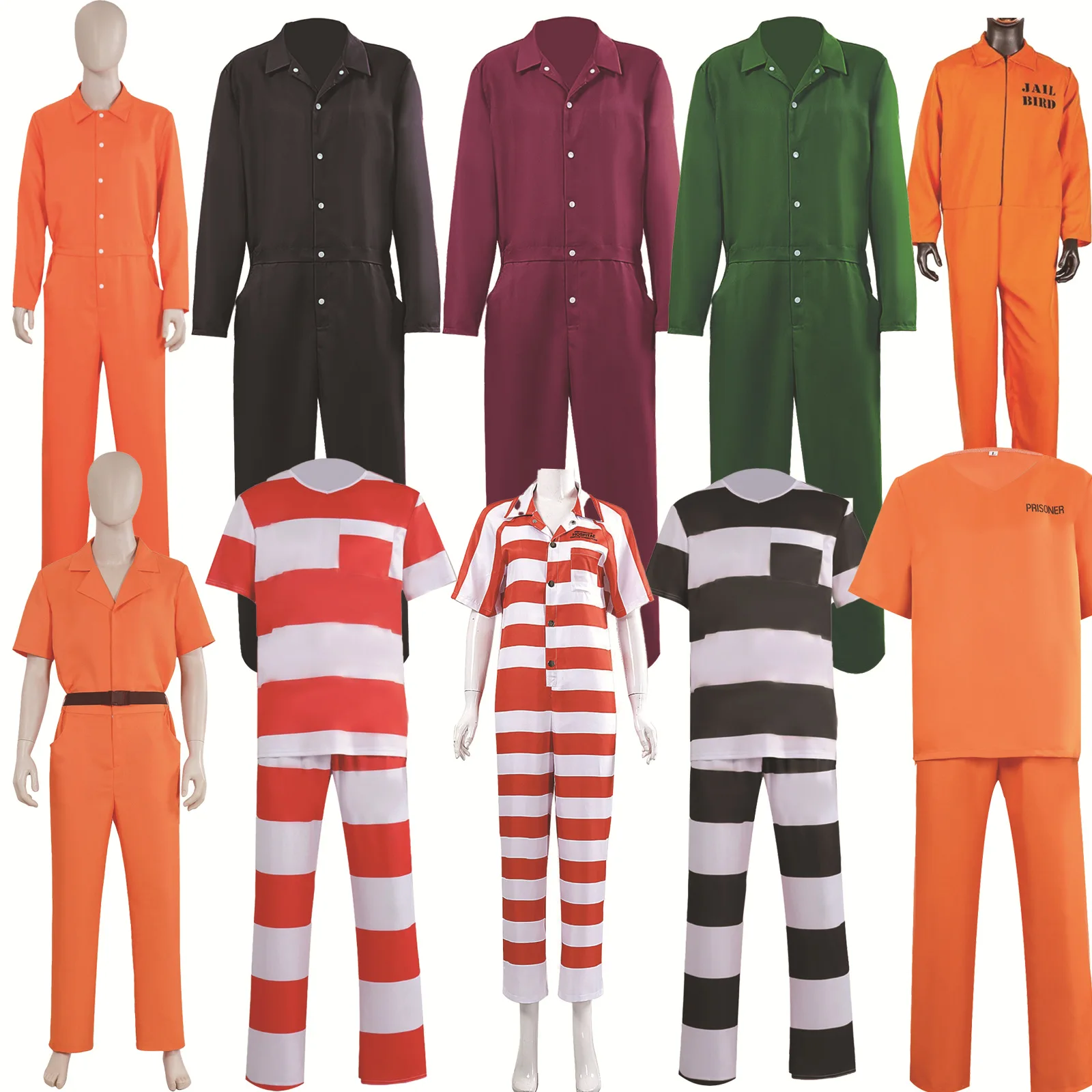 Adult Halloween Performance Costume Men's Women's Prisoner Play Dress Orange Prisoner Uniform C Suit Stage Performance Wear