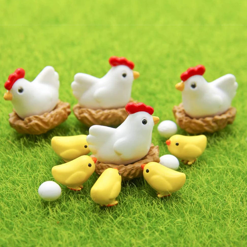 

Miniature Hen Chicken Egg Fairy Garden Decor 28Pcs Set Simulated Farm Figures for Whimsical and Enchanting Gardens