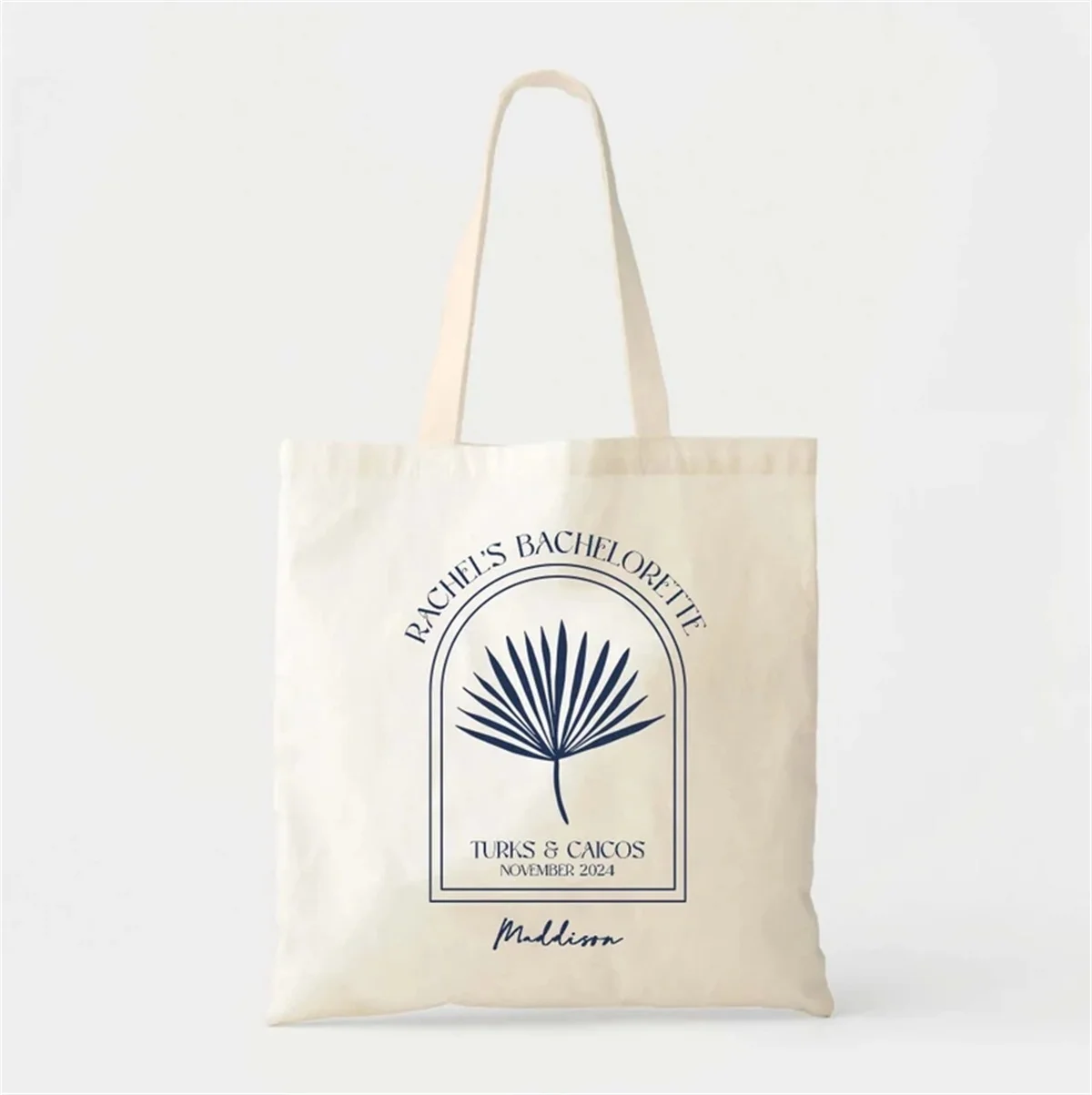 Modern Palm Leaf Welcome Tote - Wedding Welcome Bag - Custom Wedding Tote - Bridesmaid Gift - Destination Wedding Tote - Beach B