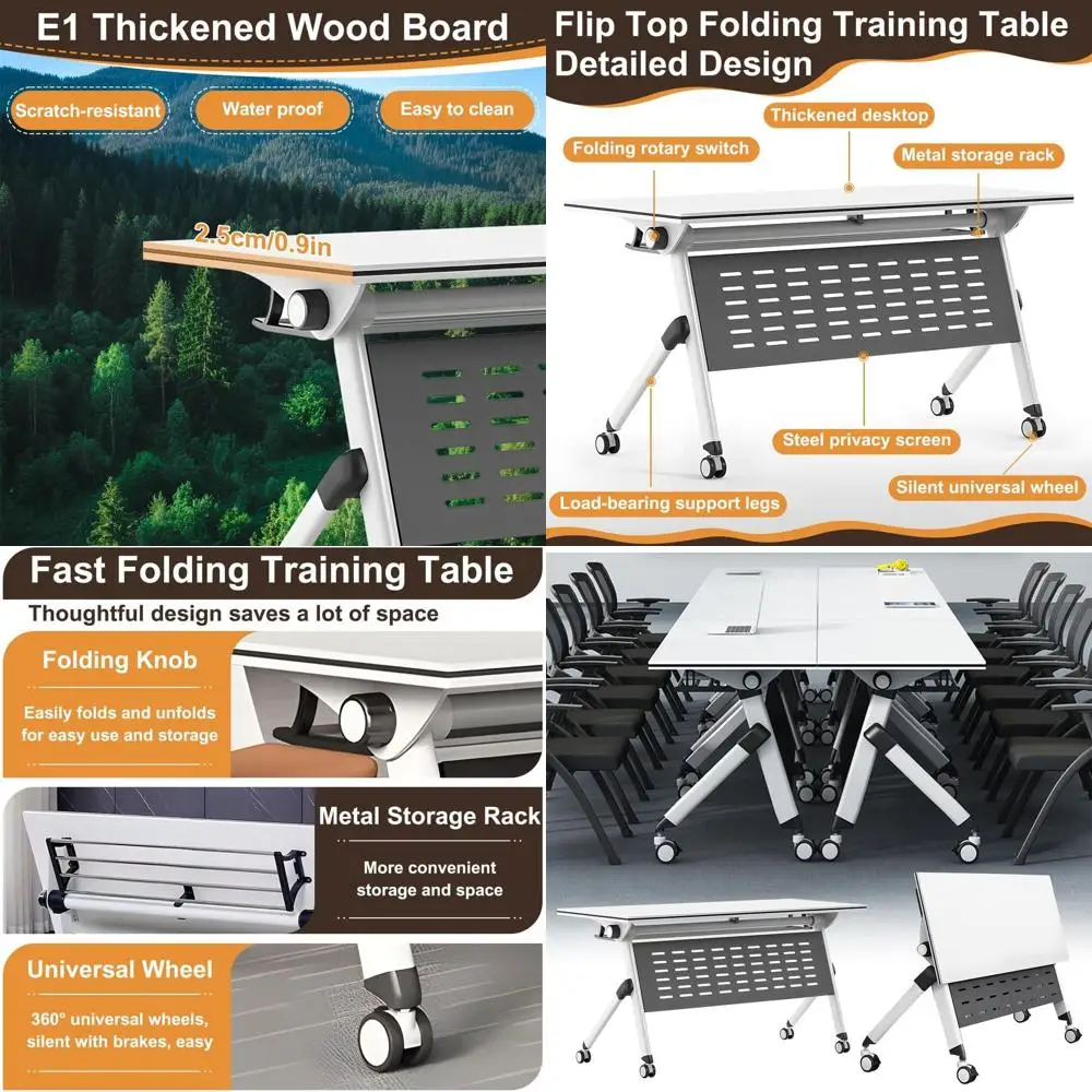 

Adjustable Height Training Table with Locking Casters, Suitable for Office, Conference, and Educational Settings, 63x24x30, Pack