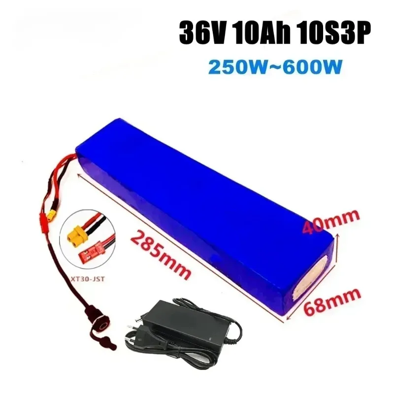 

36V 10Ah 18650 Lithium Battery Pack 10S3P 250W-500W Power Modified Electric Scooter with BMS+XT30 JST Plug
