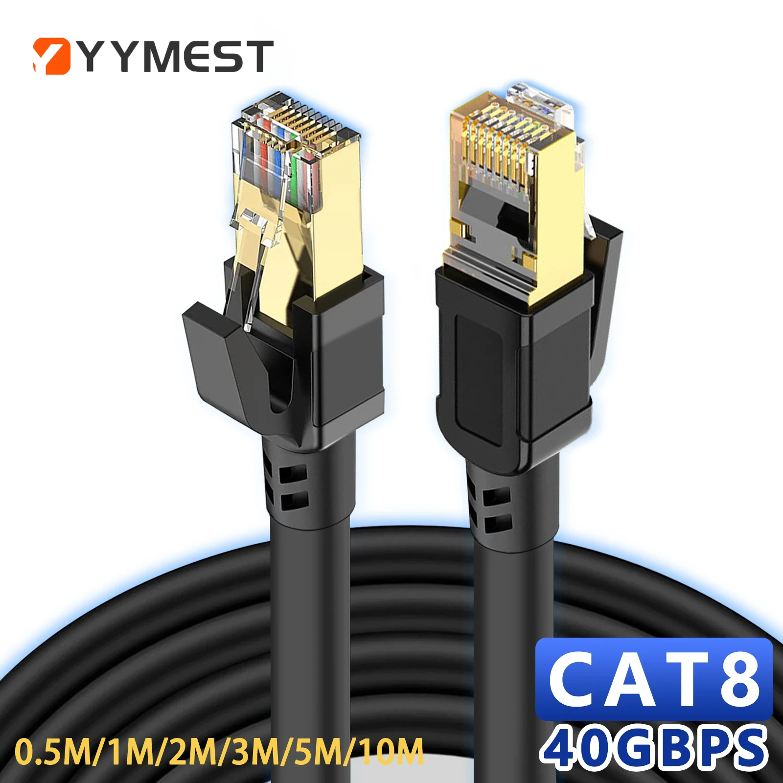 

Круглый кабель Ethernet Cat8 40 Гбит/с RJ 45 0,5/1,5/2/3/5/10 метров Cat 8 2000 МГц Высокоскоростной плоский сетевой кабель для Интернета Сеть LAN