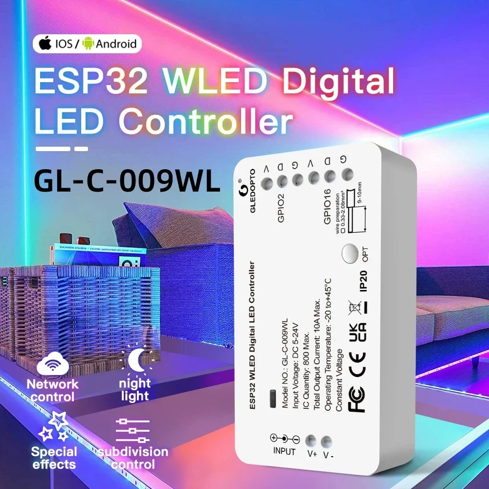 controlador digital led strip ws2811 sk6812 ws2812b rgb rgbw app wifi modulos led pixel suporta esp32 5v24v 01