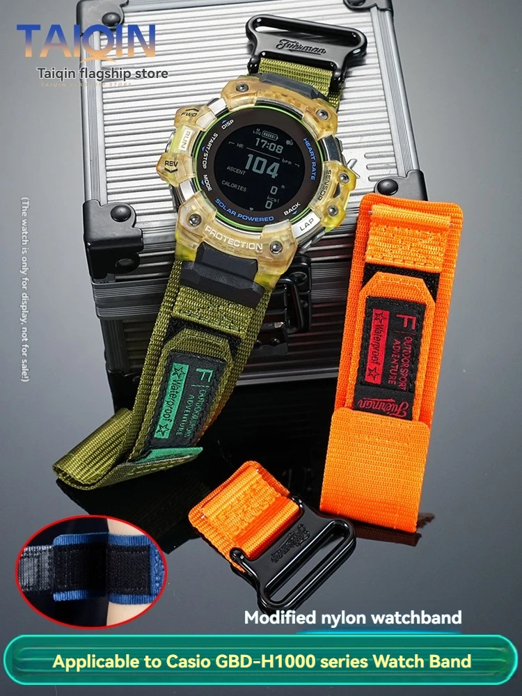 GPS OutdoorSports Canvas Watchband For Casio G-SHOCK 3475 GBD-H1000-1A GBD-H1000-1A4 Modified Nylon Watch Strap Bracelet