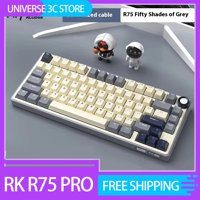 Rk R75 Pro Mechanical Keyboard Three Mode Rgb Wireless Gaming Keyboard With Knob Hot Swap Gasket Pc Gamer Accessory Mac Office