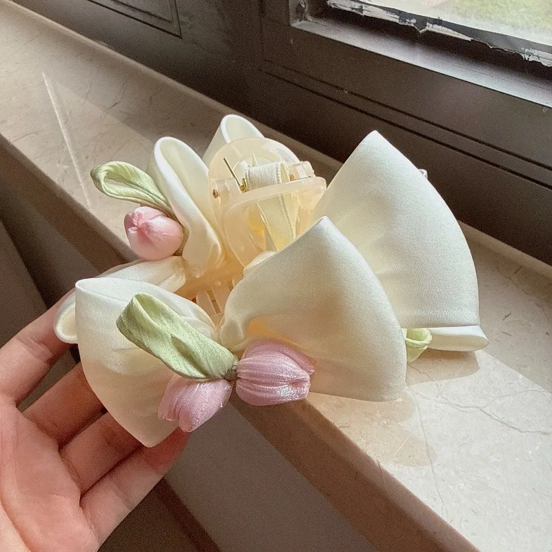 

13cm Tulip Flower Large Claw Clip Sweet Hair Clip for Women Girls Elegant Hair Accessories High-end INS-style accessories