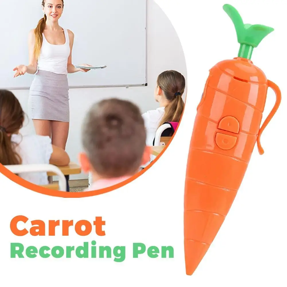 1pcs Carrot Voice Recorder Pen Ballpoint Pen Writing Toy Novelty Gift Kids Study Recording Device Fun Creative Desk Gadget Toys