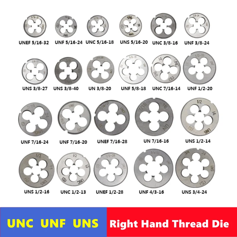 1pcs American right hand die UNC/UNF/UNS/UN/UNEF, 4-40,6-32,8-32,12-24, 1/8,3/16,1/4,5/16,3/8,7/16, external thread tapping mold