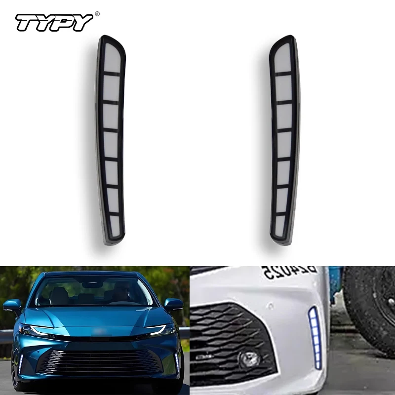 

TYPY Car LED Front Bumper Daytime Running Light DRL For Toyota Camry Hybrid 24-25 White Yellow Blue Driving Turn Signal Light