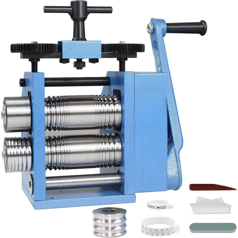 

Rolling Mill, 4 in 1 Light Duty Roller Machine with Hand Crank for Pressing Gold Silver Copper Metal into Jewelry Sheet